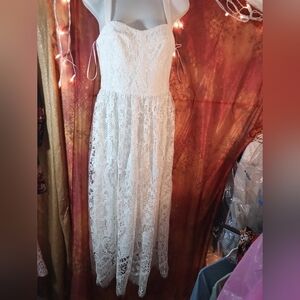 French Connection Torrid Mini Crochet White Lace Sweetheart Dress